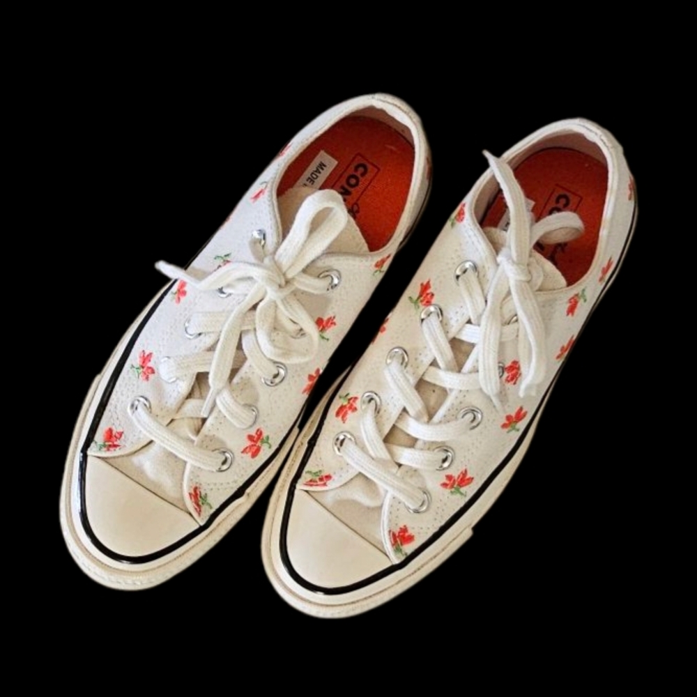 Converse White Floral Sneakers